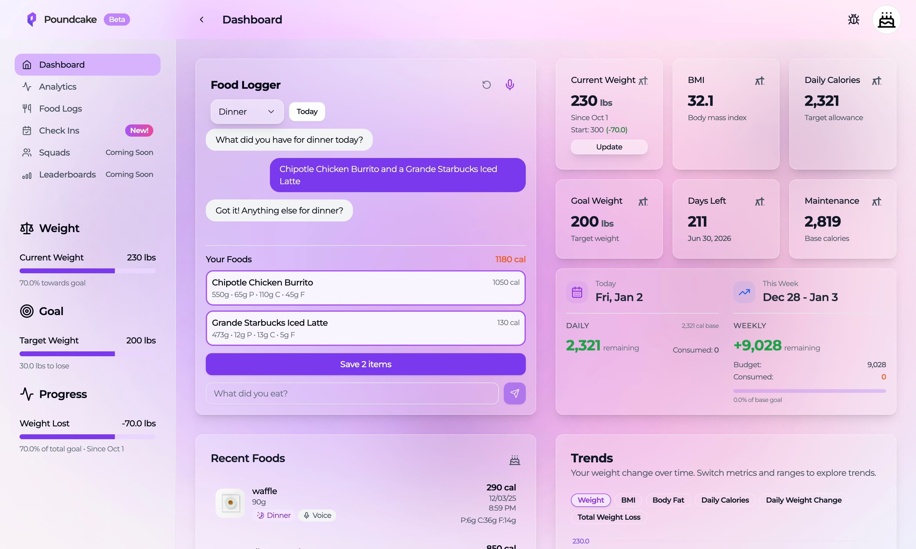 Poundcake Desktop Dashboard